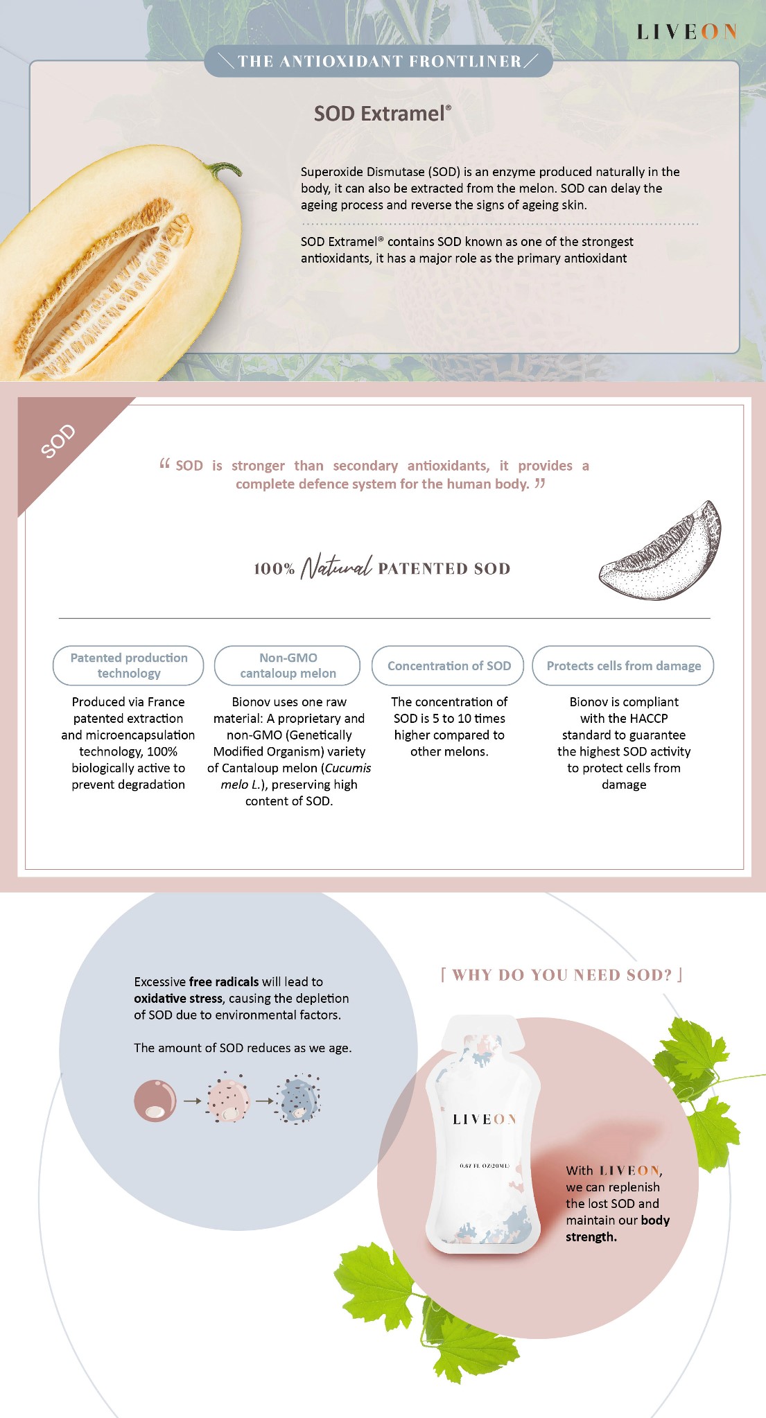 LIVEON - SOD extramel free radicals oxidative stress 